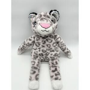 L2D Pink & Gray Leopard Cheetah 15” Plush Sequin Ears Hook & Loop Hands Feet